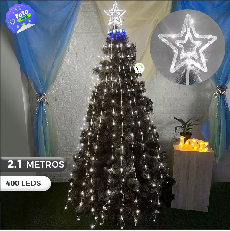 🎄✨Aro de Luz Atrapasueños Estrella con Cascada 🎄✨