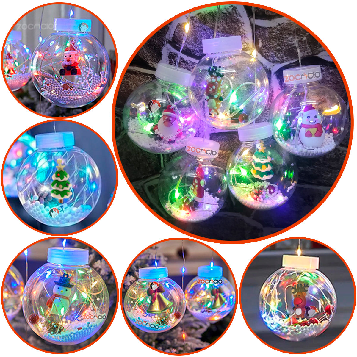 🌟🎅🏻Cortina luces de Navidad Bolas, Aros y Figuras - Boston🎅🏻🌟