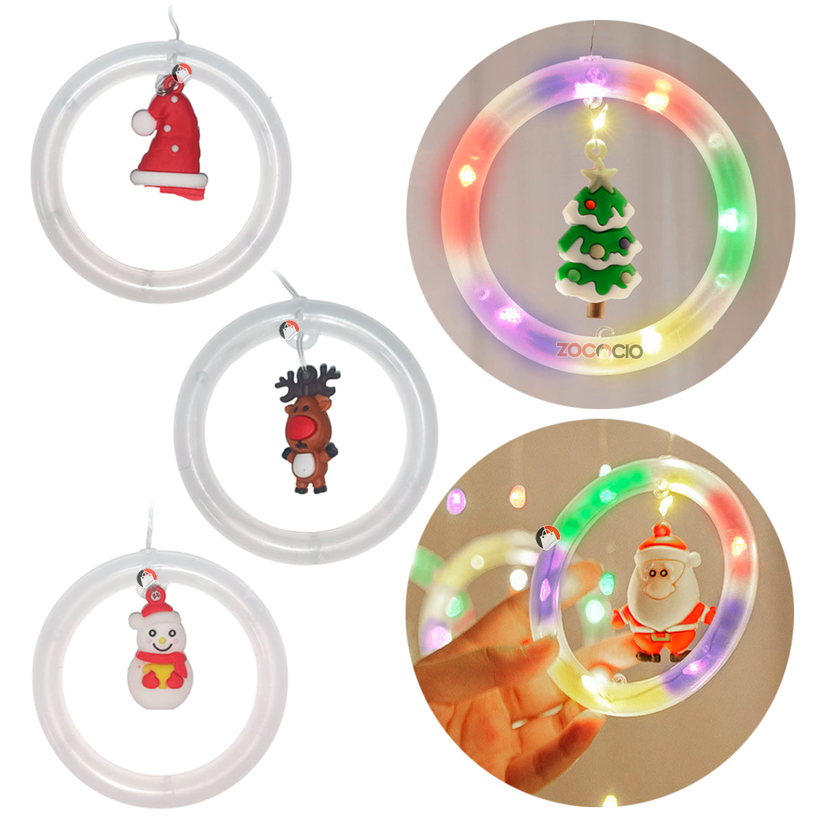 🌟🎅🏻Cortina luces de Navidad Bolas, Aros y Figuras - Boston🎅🏻🌟