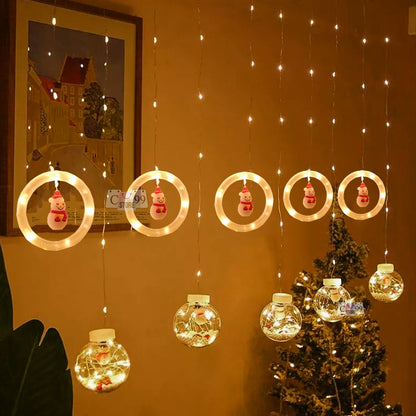 🌟🎅🏻Cortina luces de Navidad Bolas, Aros y Figuras - Boston🎅🏻🌟