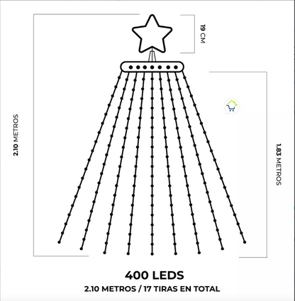 🎄✨Aro de Luz Atrapasueños Estrella con Cascada 🎄✨